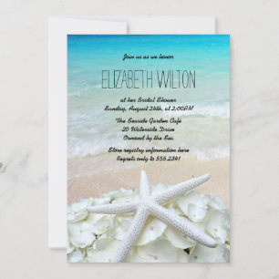 Invitación Starfish Floral Beach Bridal Shower