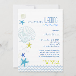 Invitación Starfish Garden Chevron Bridal Shower