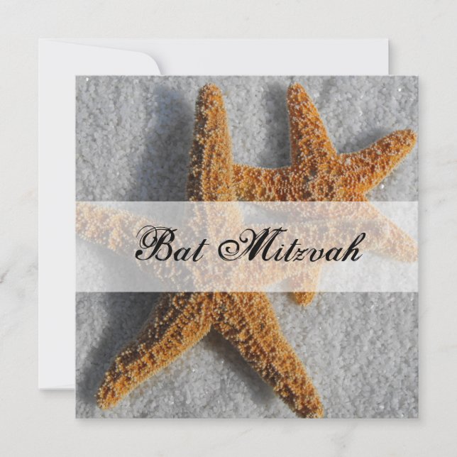 Invitación Starfish in the Sand Bat Mitzvah (Anverso)