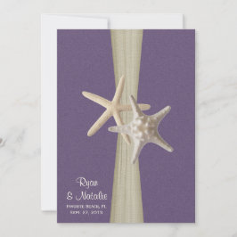 Invitación Starfish morado de bodas de playa