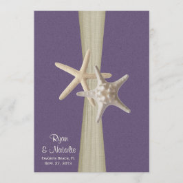 Invitación Starfish morado de bodas de playa