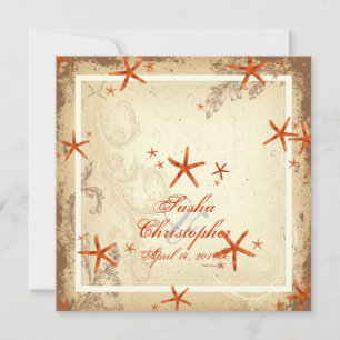 Invitación Starfish naranja vintage PixDezines