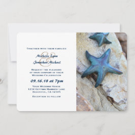 Invitación Starfish on Rocks Seashore Beach Wedding