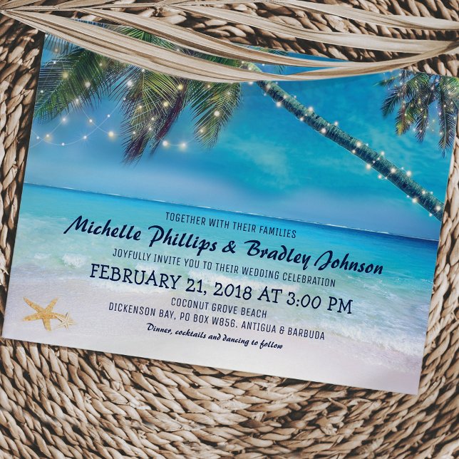 Invitación Starfish Pareja Ilumina Playa de Destino Boda (Subido por el creador)