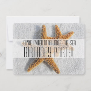Invitación Starfish Sand Beach Ocean Tema Fiesta de cumpleaño