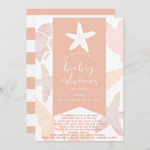 Invitación Starfish & Seasheles Pink Baby Shower por correo