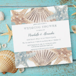 Invitación Starfish Seashell Beach Parejas Wedding Shower