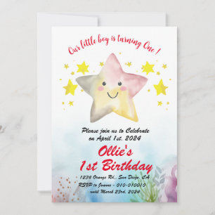 Invitación Starfish sonriente - Fiesta de primer/segundo/terc