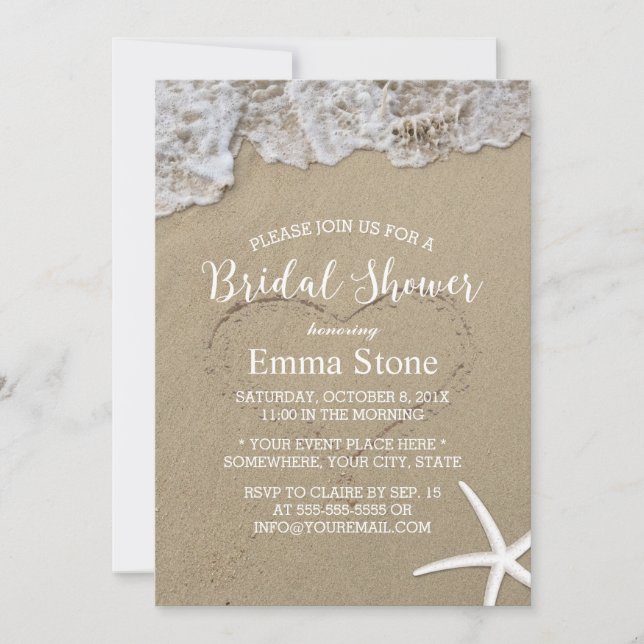 Invitación Starfish Summer Beach Wedding Bridal Shower (Anverso)