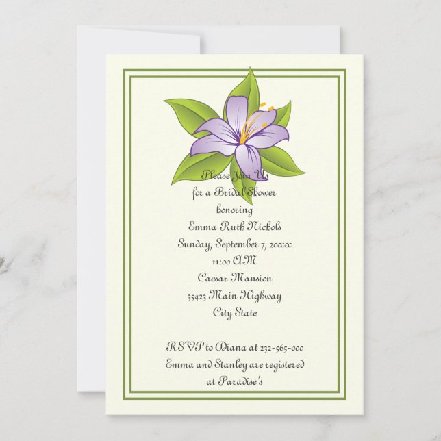 Invitación Stargazer lily lilac boda púrpura ducha de novia (Anverso)