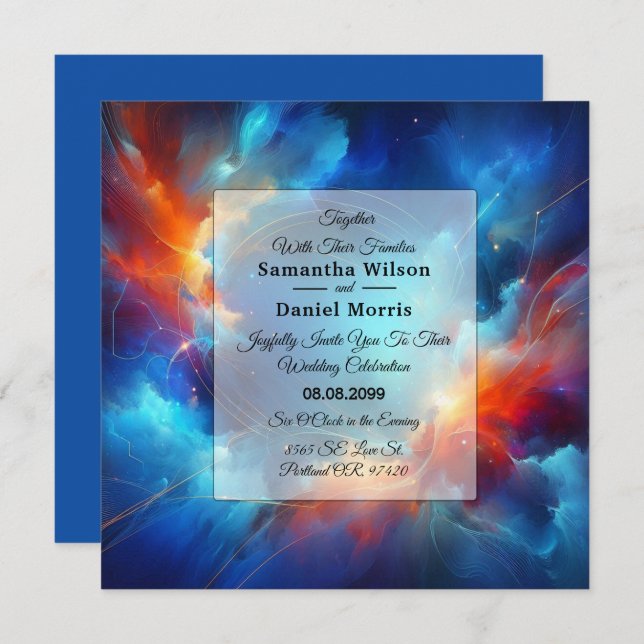 Invitación Starlight Fusion of Fire and Ice Wedding (Anverso / Reverso)