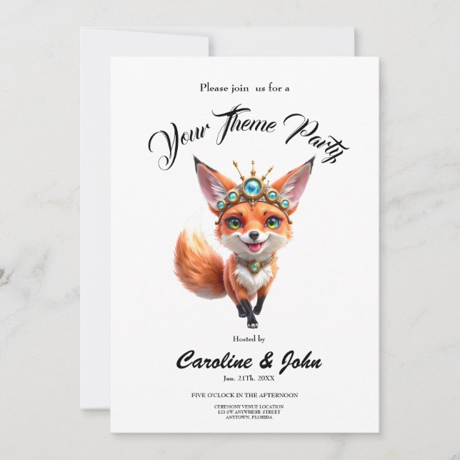 Invitación Starlit Fox of the Moonlit Meadows.  (Anverso)