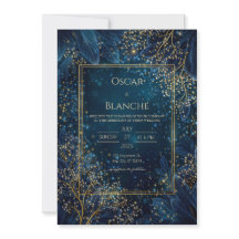 Starlit Navy Gold Botanical Wedding
