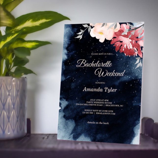 Invitación Starnight Floral Bachelorette Weekend (Subido por el creador)