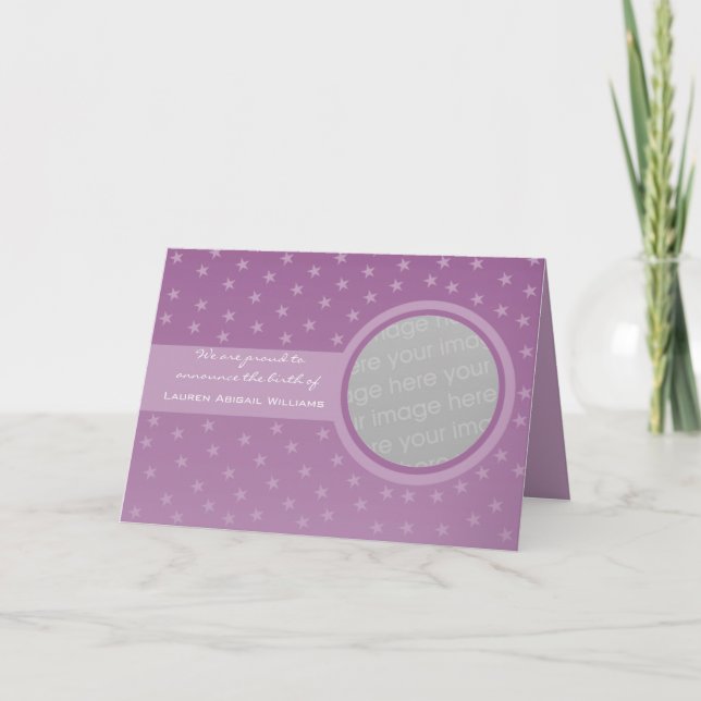 Invitación Starry Baby (Púrpura) (Anverso)