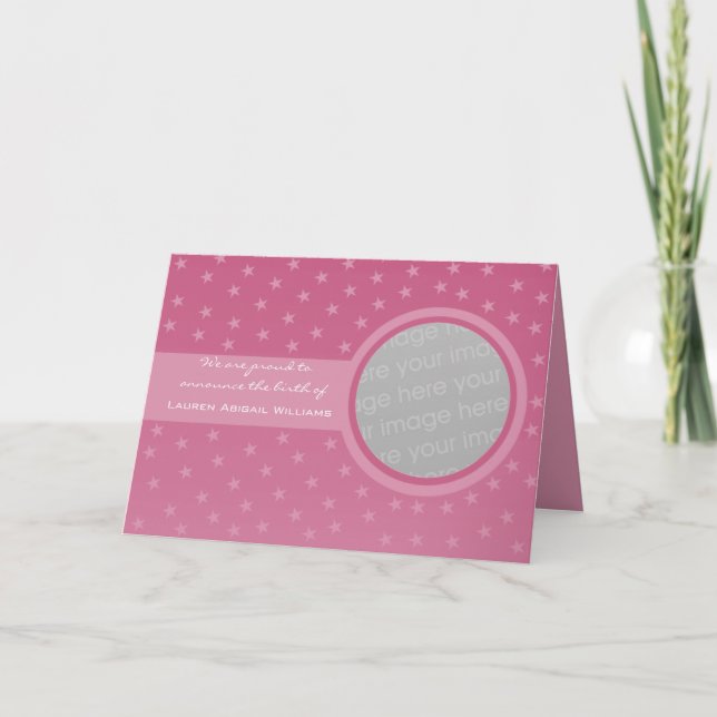 Invitación Starry Baby (Rosa) (Anverso)