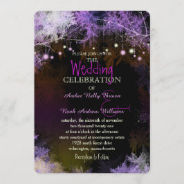 Invitación Starry Evening Forest Purple Boda