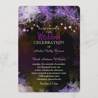 Invitación Starry Evening Forest Purple Boda