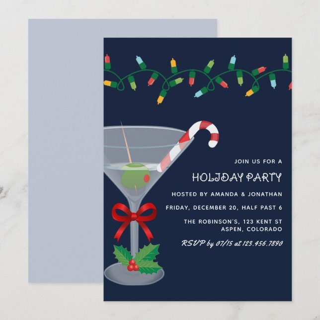 Invitación Starry Night Christmas Holiday Cocktail Party (Anverso / Reverso)