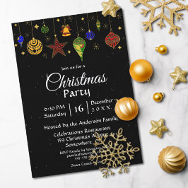 Invitación Starry Night Navidades Baubles Fiesta