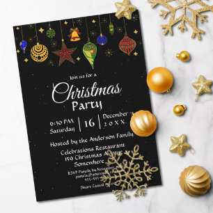 Invitación Starry Night Navidades Baubles Fiesta