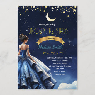 Invitación Starry Night Quinceanera party Invitation