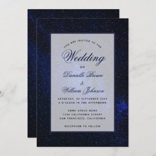 Invitación Starry Night Sky Celestiant Elegant Script Boda