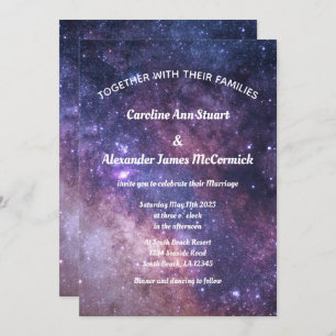 Invitación Starry Night Sky Galaxy Elegante Boda Celestial