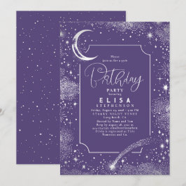 Invitación Starry Night Sky Moon Mystical Celestial Cumpleaño