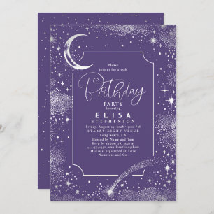 Invitación Starry Night Sky Moon Mystical Celestial Cumpleaño