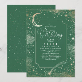 Invitación Starry Night Sky Moon Mystical Celestial Cumpleaño