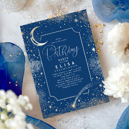Invitación Starry Night Sky Moon Mystical Celestial Cumpleaño