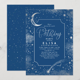Invitación Starry Night Sky Moon Mystical Celestial Cumpleaño