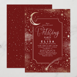 Invitación Starry Night Sky Moon Mystical Celestial Cumpleaño