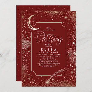 Invitación Starry Night Sky Moon Mystical Celestial Cumpleaño