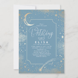 Invitación Starry Night Sky Moon Mystical Celestial Cumpleaño