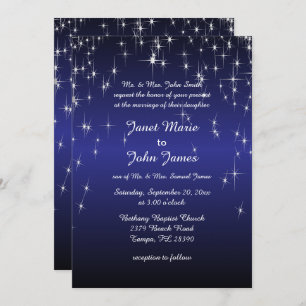 Invitación Starry Night Wedding in Dark Blue