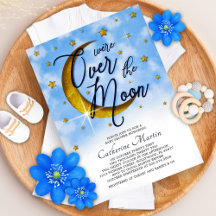 Starry Over The Moon Blue Gold Baby Shower