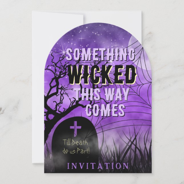 Invitación Starry Purple Gótico Graveyard Full Moon Wicks (Anverso)
