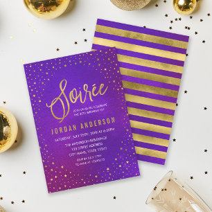 Invitación Starry Purple Watercolor Soiree Cumpleaños