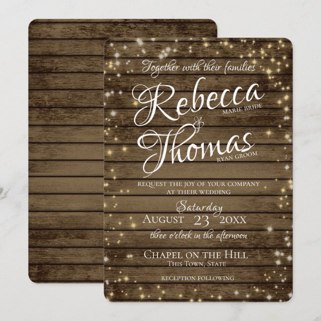Invitación Starry Sparkle ilumina a un Boda ruso (Anverso / Reverso)