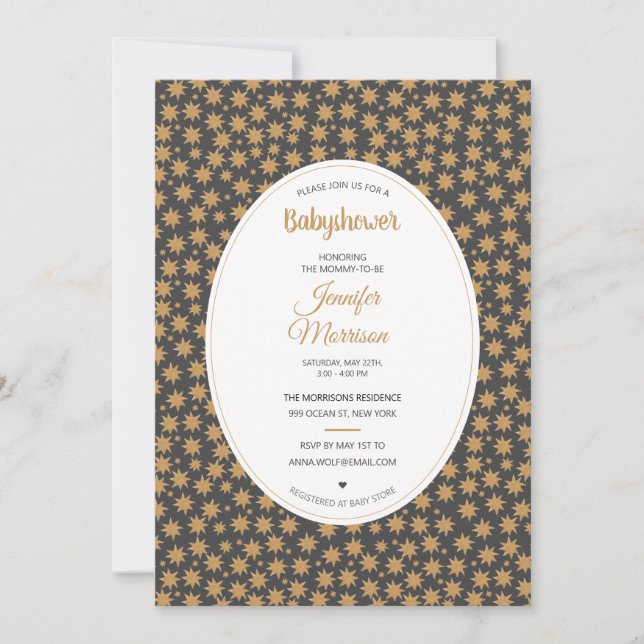 Invitación Stars Celestial Magical Boho Gold Baby Shower (Anverso)