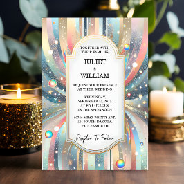 Invitación Stars Glam Bright Pastel Ombre Purpurina Boda
