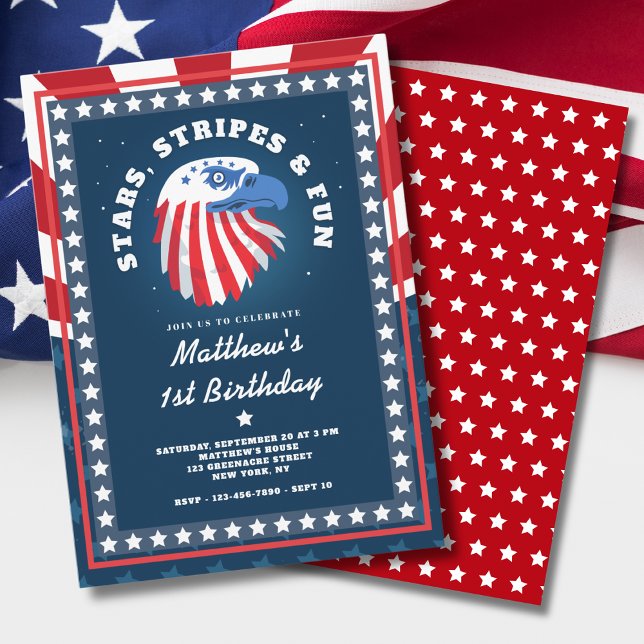 Invitación Stars Stripes & Fun All American 1er cumpleaños (Subido por el creador)