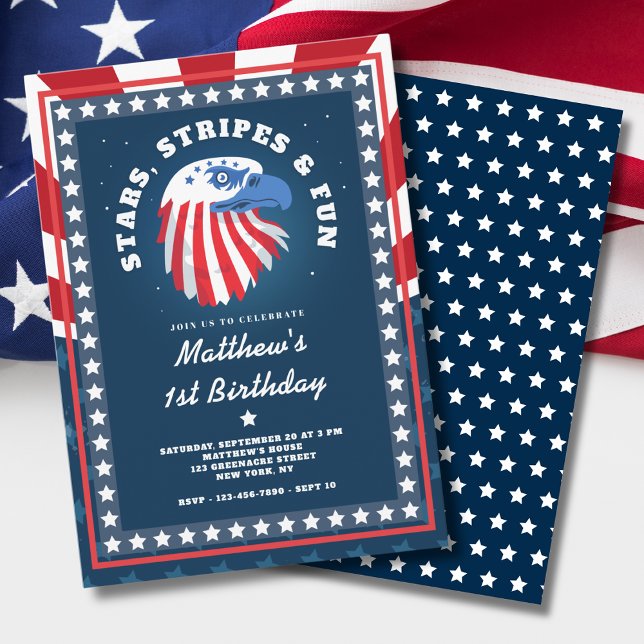 Invitación Stars Stripes & Fun All American 1er cumpleaños (Subido por el creador)