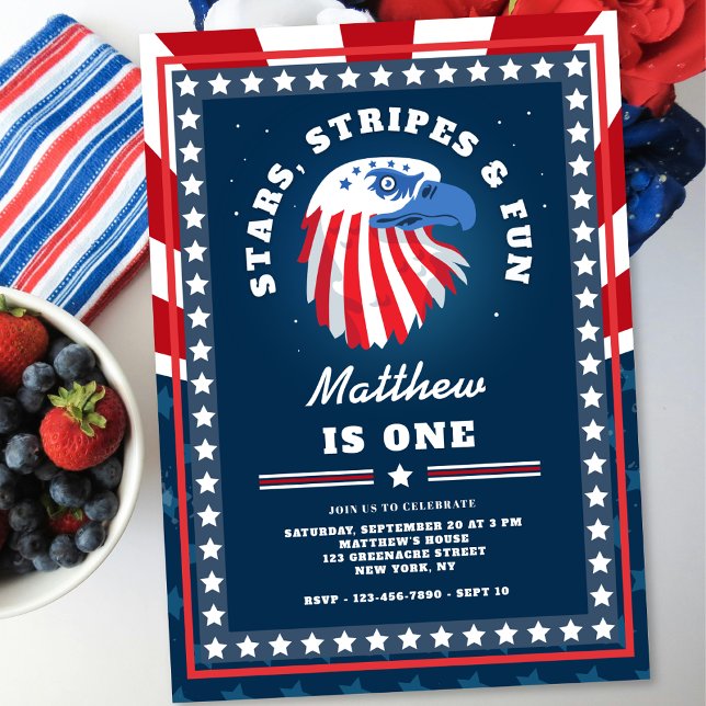 Invitación Stars Stripes & Fun All American 1er cumpleaños (Subido por el creador)