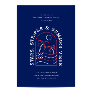 Invitación Stars Stripes y Summer Vibes el 4 de julio Fiesta 