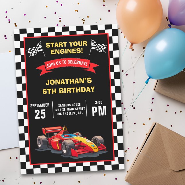 Invitación Start Your Engines! Fun Racing Driver Birthday Boy (Subido por el creador)