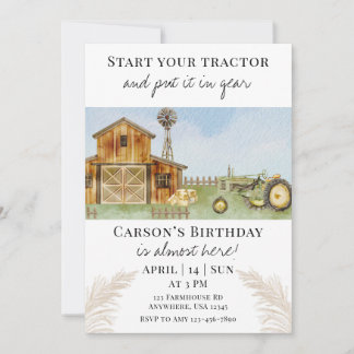 Invitación Start Your Tractor 