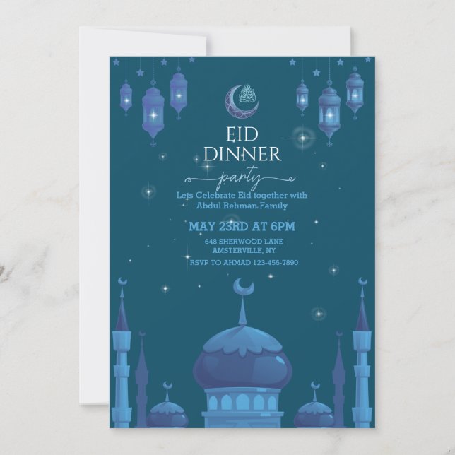 Invitación Stary night Eid al fitr celebration Invitation (Anverso)